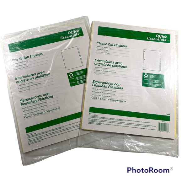 Office Essentials Office Nwt 2 Pack Plastic Tab Dividers 8 2 X 11 8